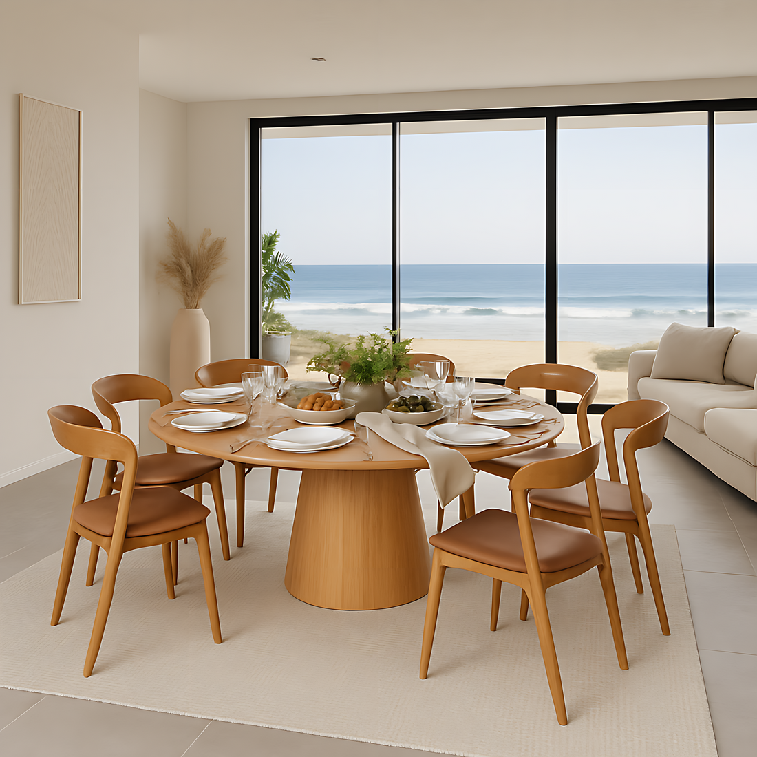 Milan Dining Chair - Natural / Tan - Set of 2