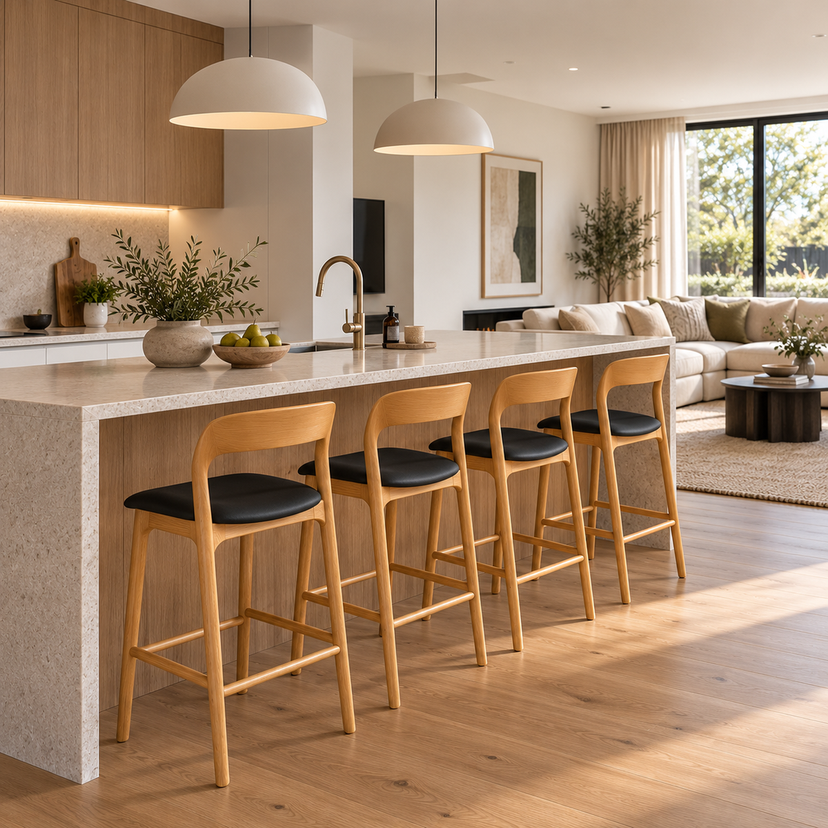 Milan Bar Stool - Natural / Black